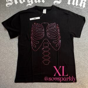 Victoria’s Secret PINK Carmine Rose Bling Skeleton Campus Short Sleeve T-Shirt